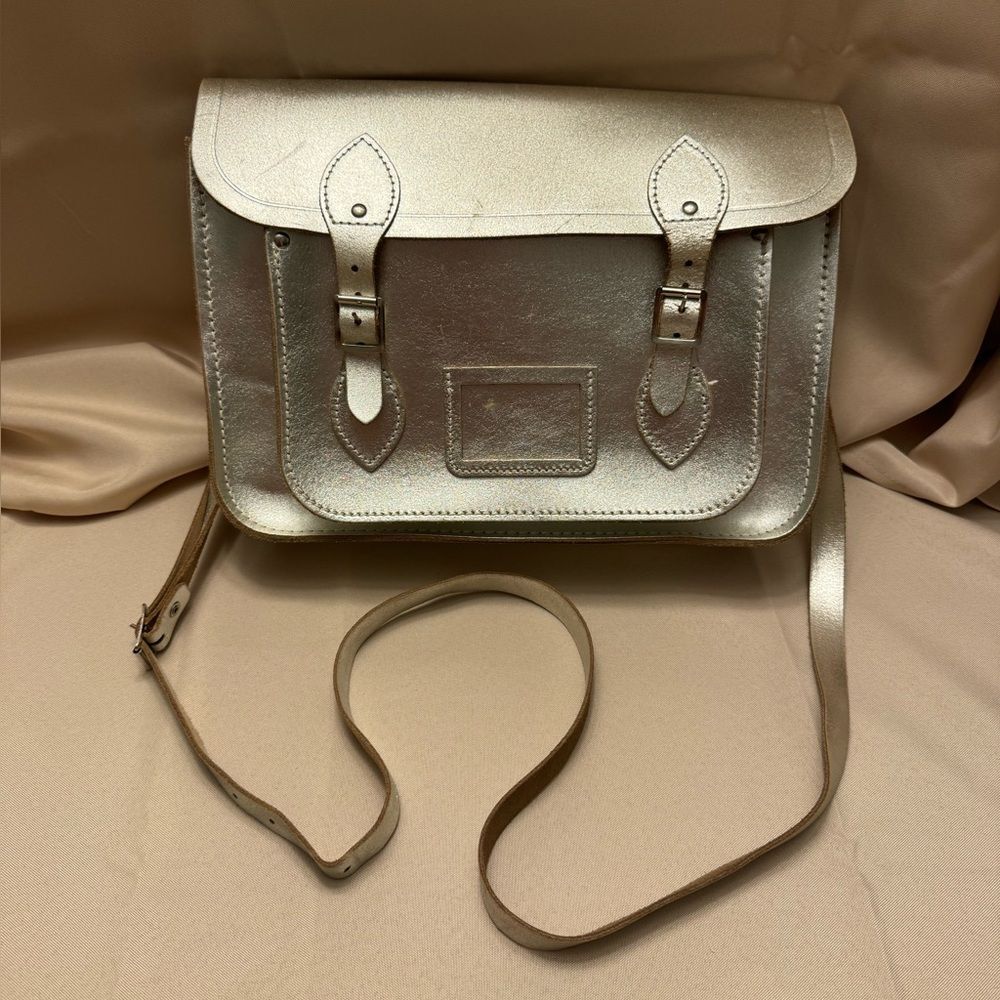 The Cambridge Satchel Company Shimmering silver leather Satchel adjustable strap
